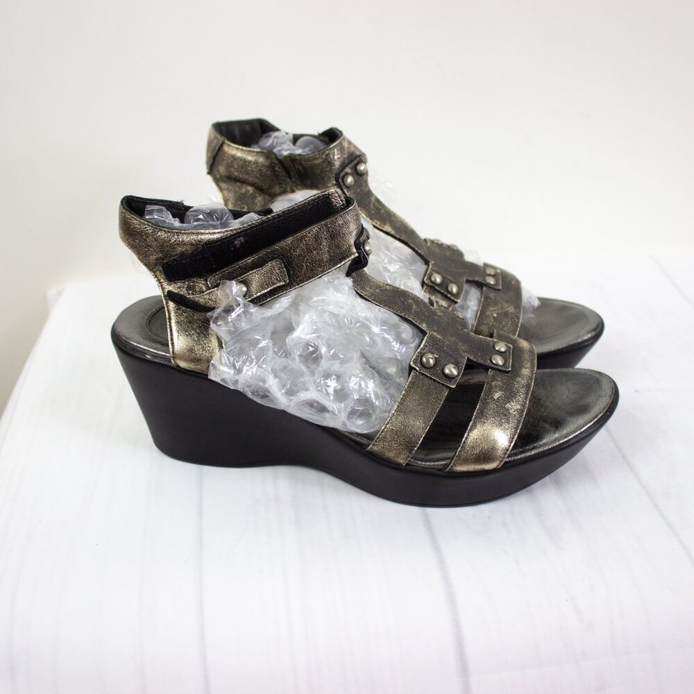 Naot Flirt Gladiator Wedge Sandal Size 10 Bronze Pewter